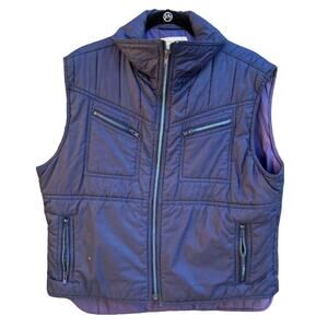 Vintage 1980s Current Seen zipper Blue Vest Size Large